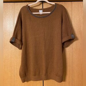 Chico's Womens Brown Lagenlook Heritage Preppy Linen Pullover Sweater Sz 3 US XL